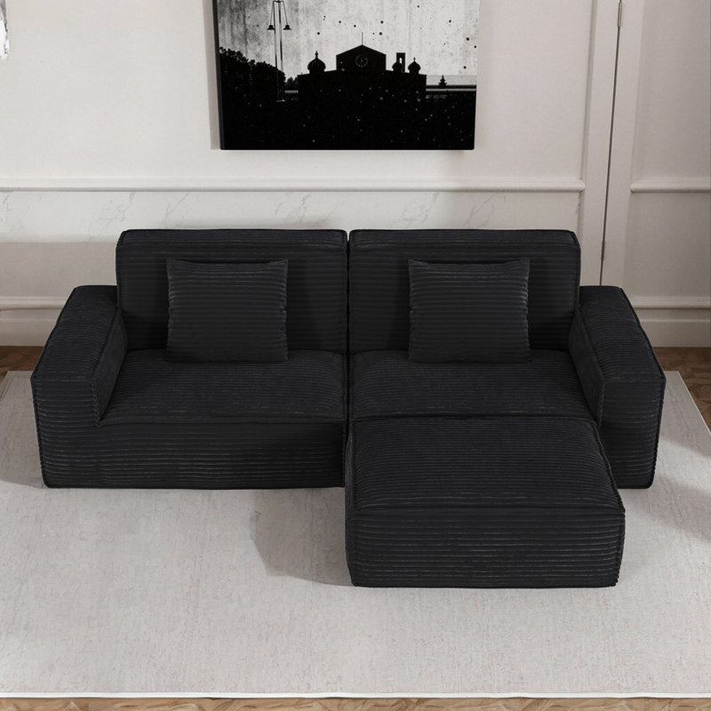 Grand canapé à compression à rayures de style moderne, confortable et peu encombrant pour le salon et la chambre à coucher