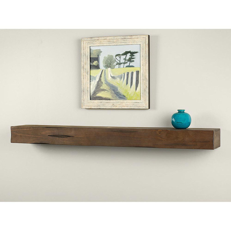 Kynsley Distressed Wood Fireplace Mantel Shelf with Corbels, 48" Length, Ash Rustic Distressed