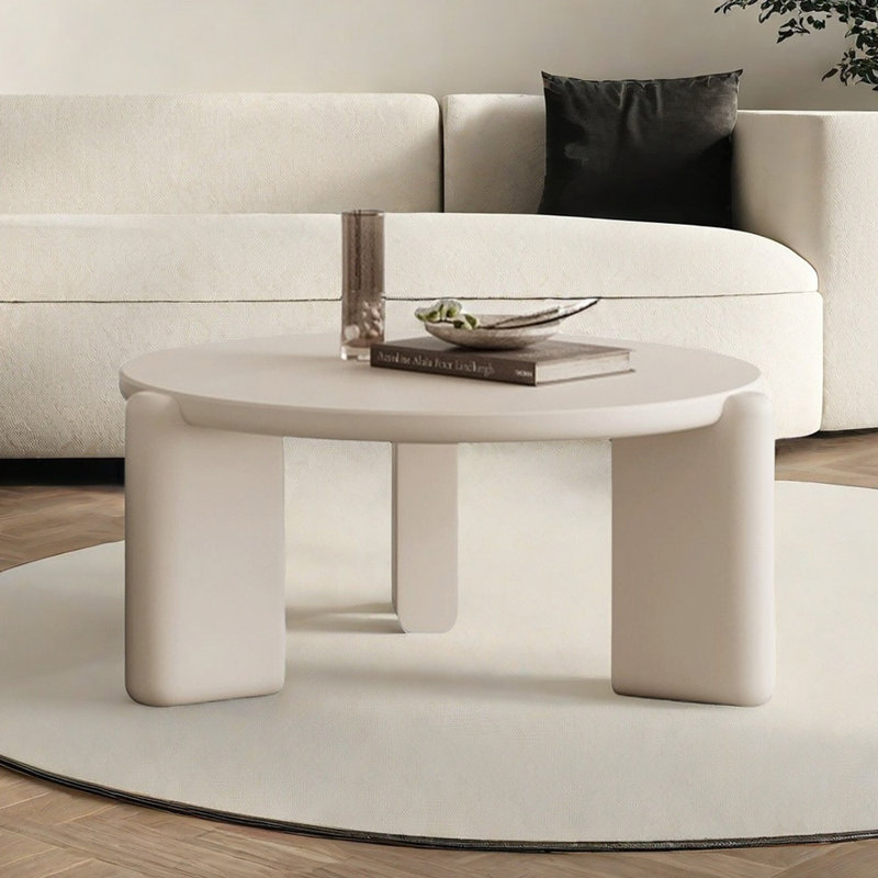 Table basse avec plateau en bois épaissi, H 14,96 po x L 31,49 po x l 31,49 po, Blanc