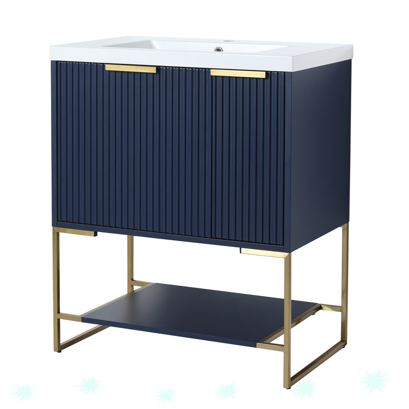 Meuble-lavabo autoportant avec lavabo en résine