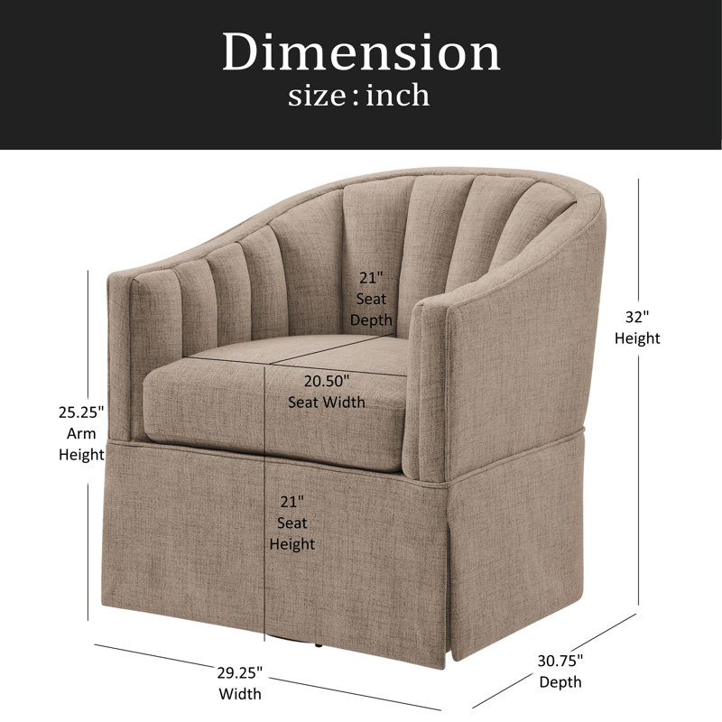 Fauteuil d'appoint pivotant avec jupe Solitude, Gris Pierre