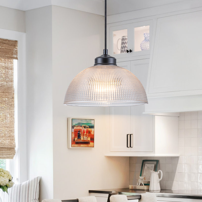 Luminaire suspendu en verre 1 lumière, H 6,5 po x l 9,84 po x P 9,84 po