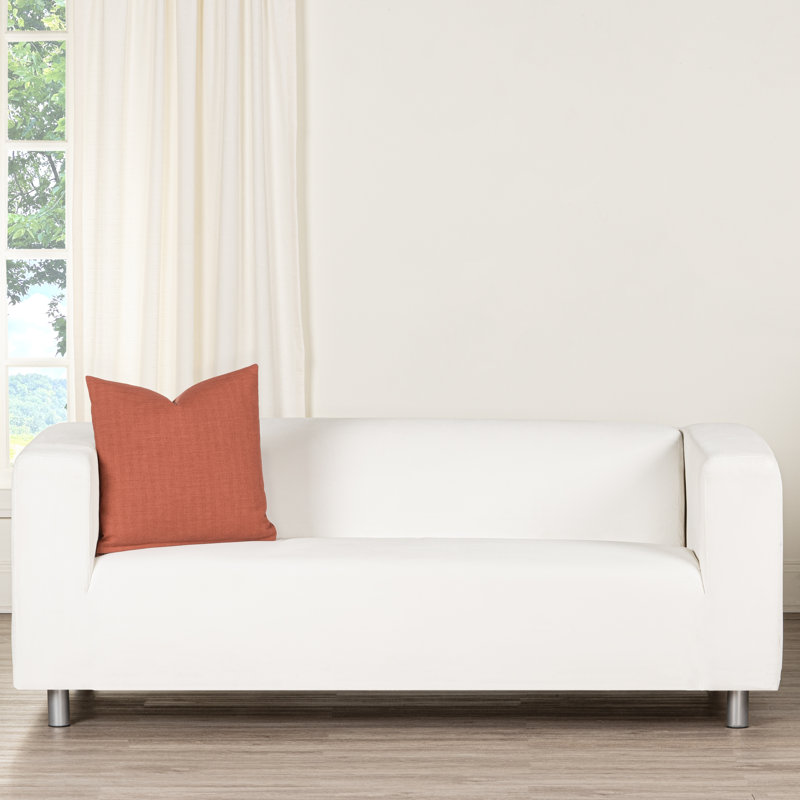 Coussin décoratif en faux lin Indy, Carré 20 po, Polyester, Rouge
