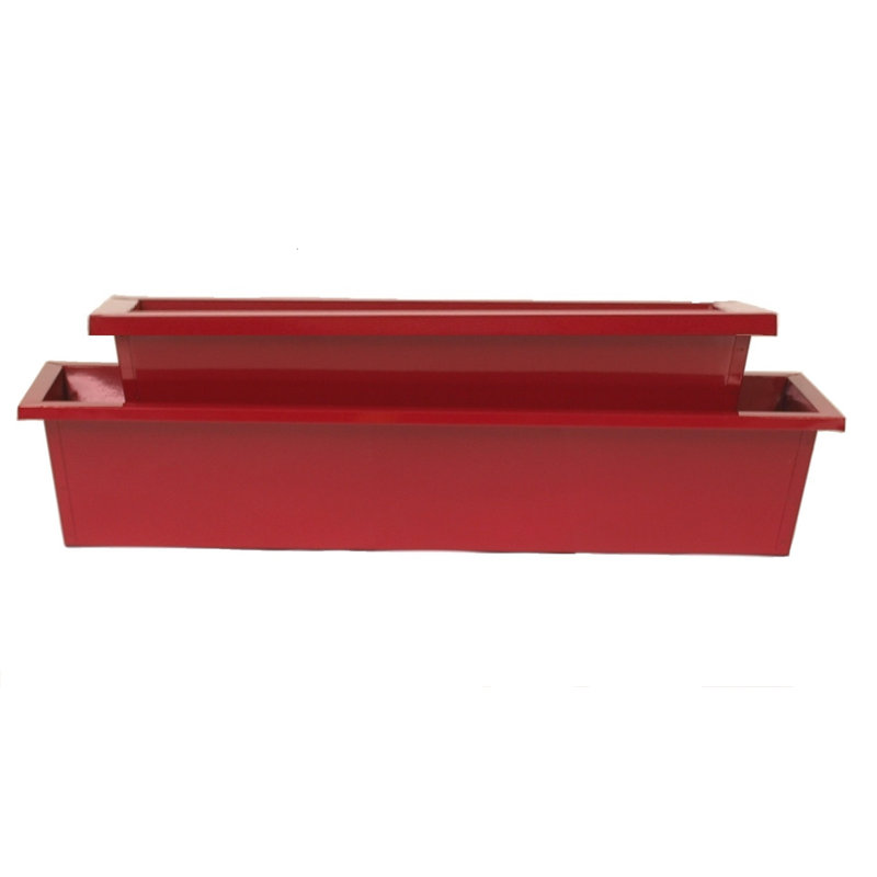 Boîte à fleurs rectangulaire en acier émaillé pour l'intérieur et l'extérieur pour fenêtre, ensemble de deux., Rouge