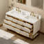 48 po X P 22 po P 35,4 po Meuble-lavabo simple H en blanc avec plateau en marbre blanc-676634626-676634631