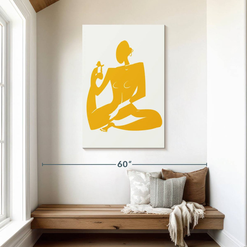 Sirpi nu de yoga en jaune, H 45 po x l 30 po