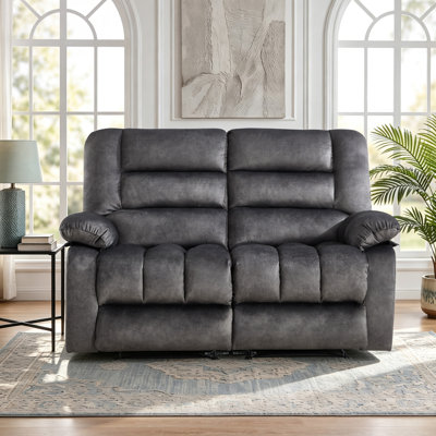 61.40" Wide Manual Reclining Loveseat, 2-Seater Sofa Couch With Side Storage Pocket For Living Room