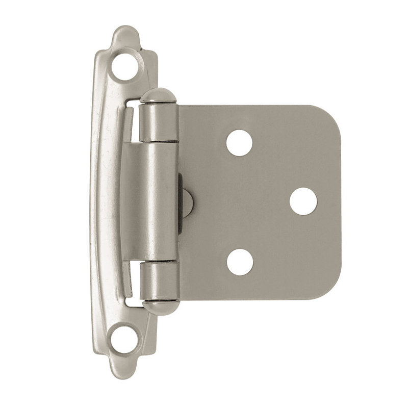 Decorative Self-Closing Overlay Hinge, Matte Nickel
