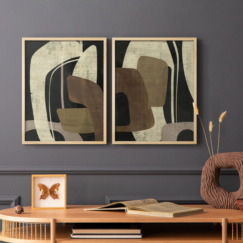 «Retro Form Collage I», reproduction encadrée de qualité supérieure - prête à être accrochée - aucun clou requis