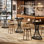 Table de bar ronde, table de cocktail à haut plateau de 37,4 po avec base en métal incurvée (noir) (2)