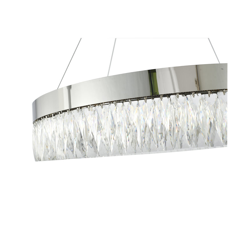 Modern 1 Light LED Chrome Halo Chandelier, Chrome, 65" H x 32" W x 32" D