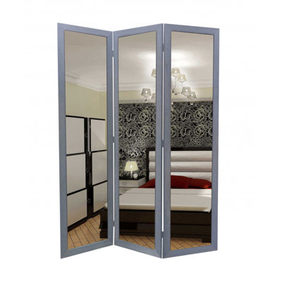 50 X 69 Gray Glass & Wood Mirror Screen 50 X 69 Gray Glass & Wood Mirror Screen