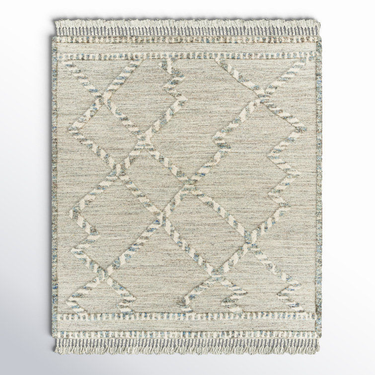 Leanna Moroccan Hand-Knotted Wool Light Gray/Ivory Area Rug