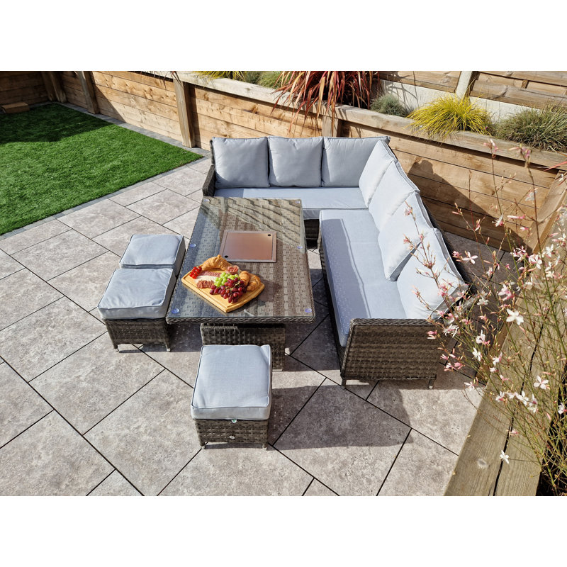 Laeton Wicker Patio Sectional with Cushions