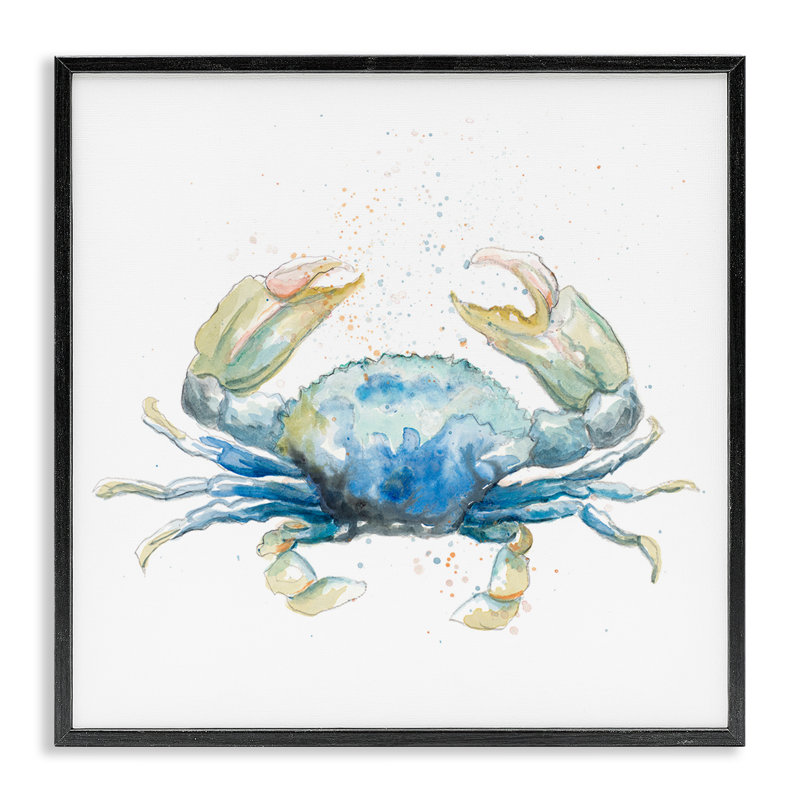 Art giclée de crabe moderne par Patricia Pinto, Giclée encadrée noir minuit, H 17 po x l 17 po