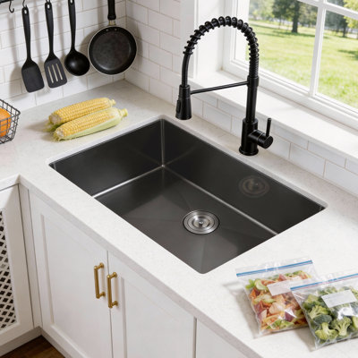 27"L × 19"W Undermout Stainless Steel Single Bowl Kitchen Sink