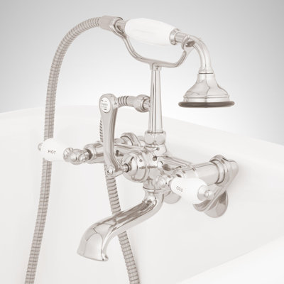 Telephone Style Tub Wall Mounted Faucet with Porcelain Lever Handles -  Signature Hardware, 199103