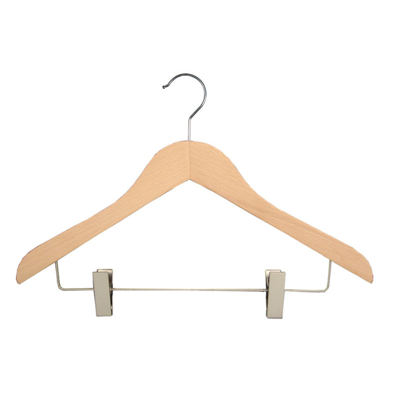 Cintres en bois avec pinces MCDE, Naturel