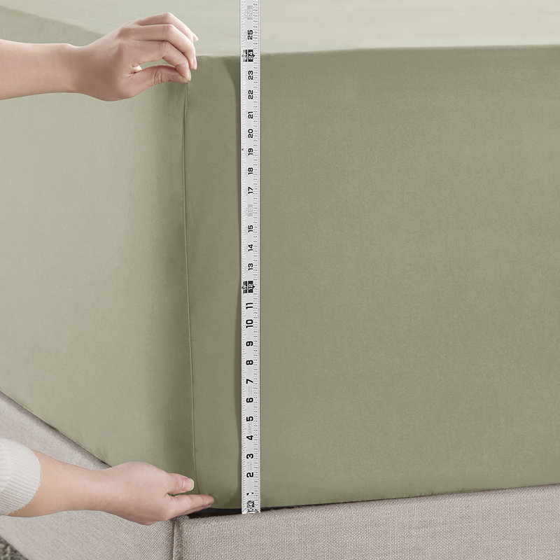 Empyrean Bedding Extra Deep Pocket Solid Fitted Sheet, Sage, Twin Fitted Sheet
