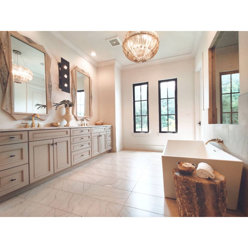 Cube 60'' L Freestanding Soaking Bathtub, White True High Gloss, Brushed Nickel