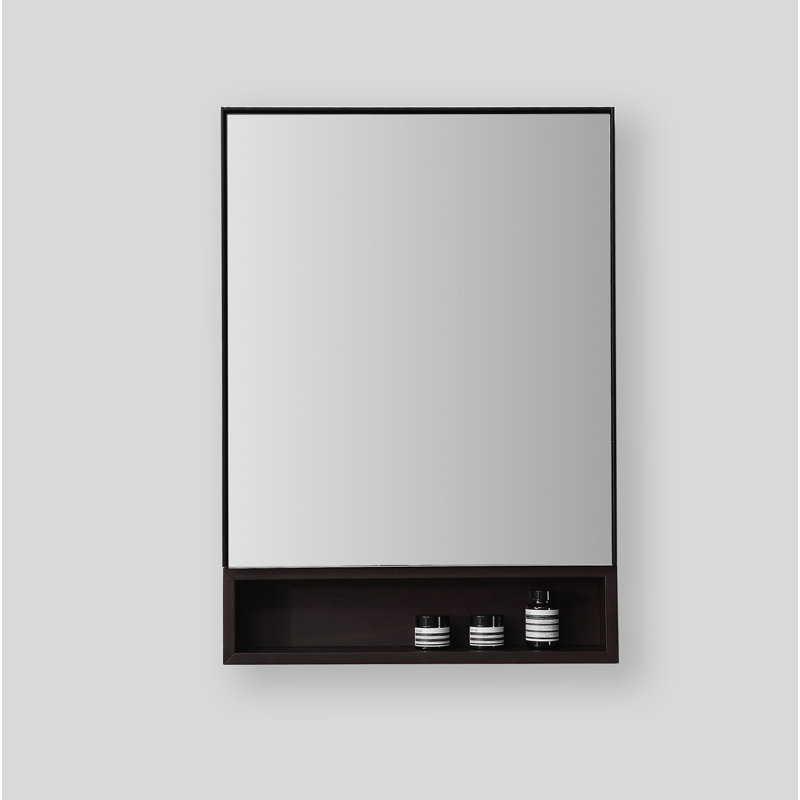 Bergen 24" Medicine Cabinet, Matte Black/Dark Walnut