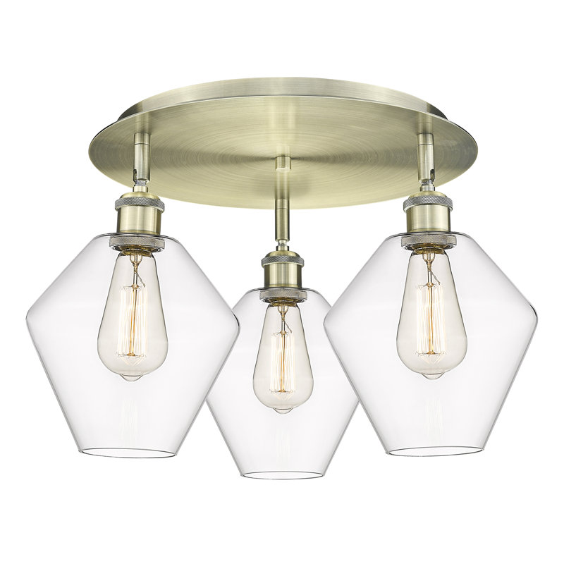 Plafonnier encastré Amylea, Laiton antique, Transparent