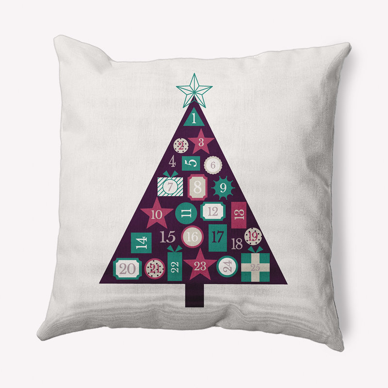 Coussin intérieur / extérieur Holiday Wishes, 20 po x 20 po, Prune
