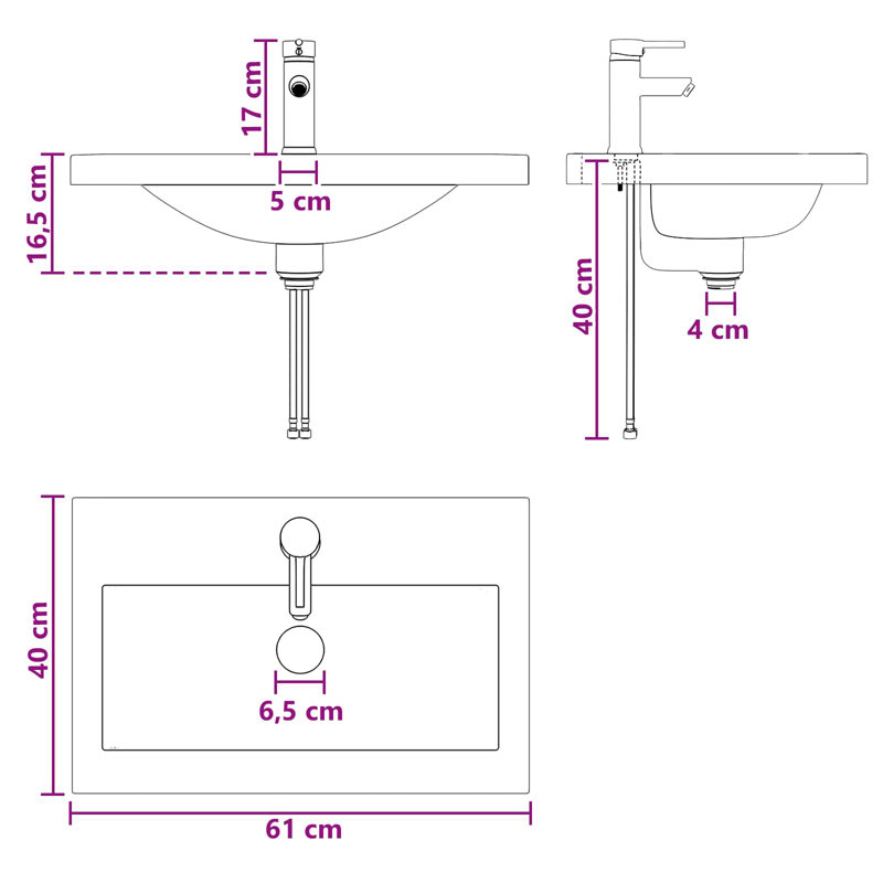 Belfry Bathroom 400mm W Metal Sink, Chrome