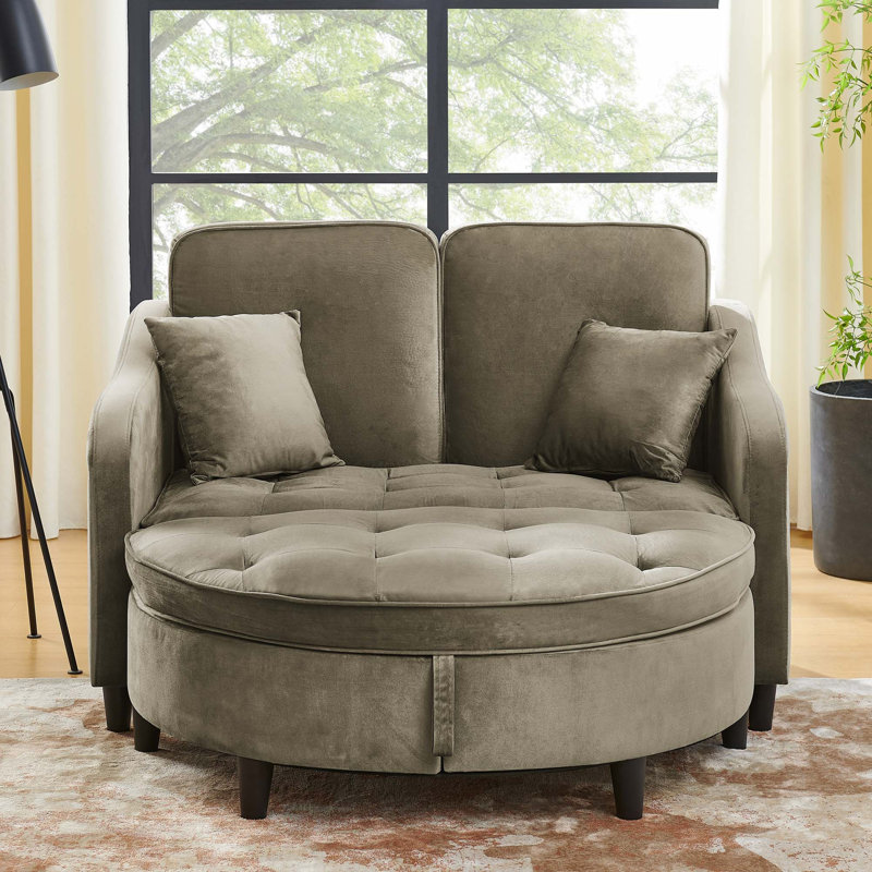 Upholstered 48.5 " Fabric Loveseat, Tissu brun