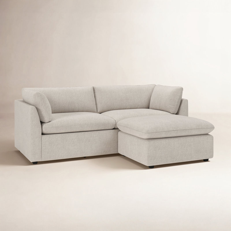 Kallie Upholstered Sofa With Ottoman, Zuma Pumice