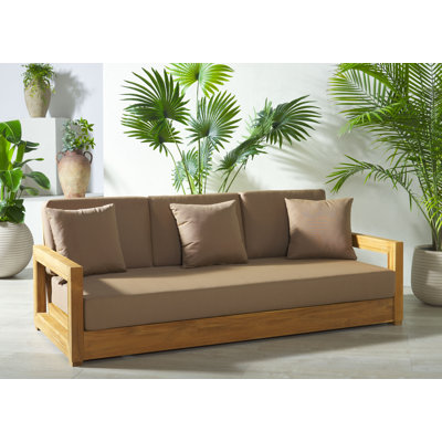 Montford Teak Patio Sofa with Cushions
