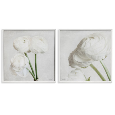 Simple White Peony Stems 2 PC Giclee Art Set by Jennifer Rigsby