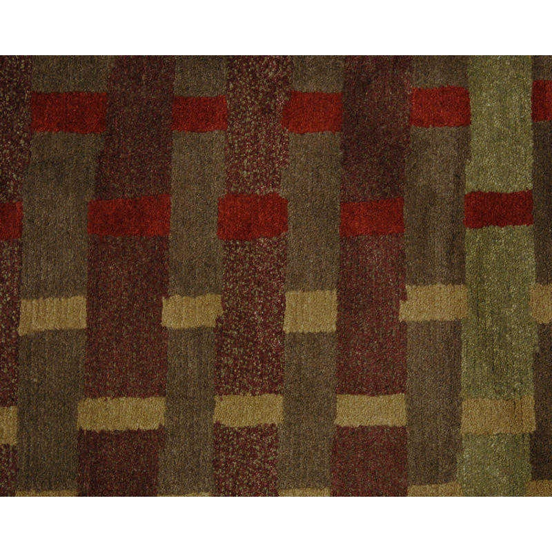Rag Wool Striped Area Rug in Beige/Gold/Red