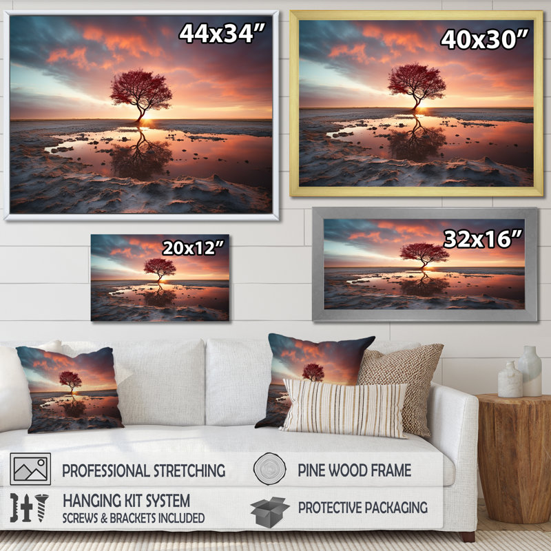 " Silhouetted Desert Sunset Solitude ", 12" H x 20" W x 1" D, Black Floater Framed