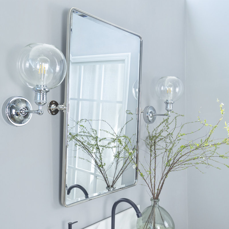 Miroir mural de salle de bain Woodvale, 35 po x 23 po, Nickel poli