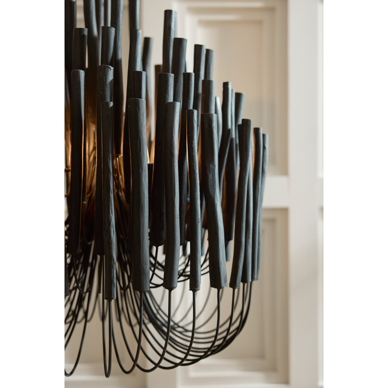 Tilda Chandelier, 30" H x 21" W x 21" D, Black Stained Wood