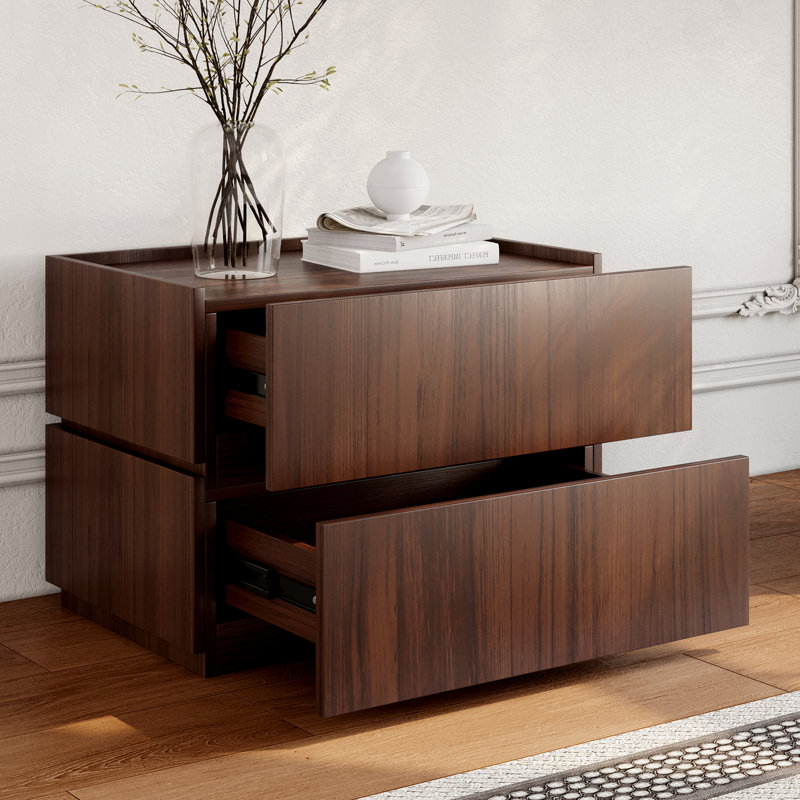 Heckman Modern Modular Nightstand,with 2 Drawers For Bedroom, Modular Assembly, Brown