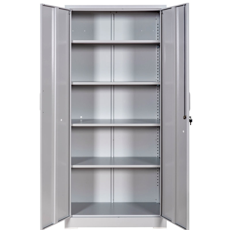 Container Furniture Direct Ironclad 71" Metal Storage Cabinet With Locking Doors And 4 Adjustable Shelves, Heavy-Duty Steel Cabinet For Garage, Laundry, Office, Or Warehouse, Gray, Cabinet