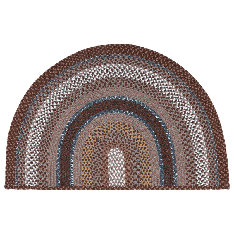 Liptak Braided Hand Woven Performance Machine Washable Geometric Indoor/Outdoor Area Rug, Half Moon 2'6" x 4'