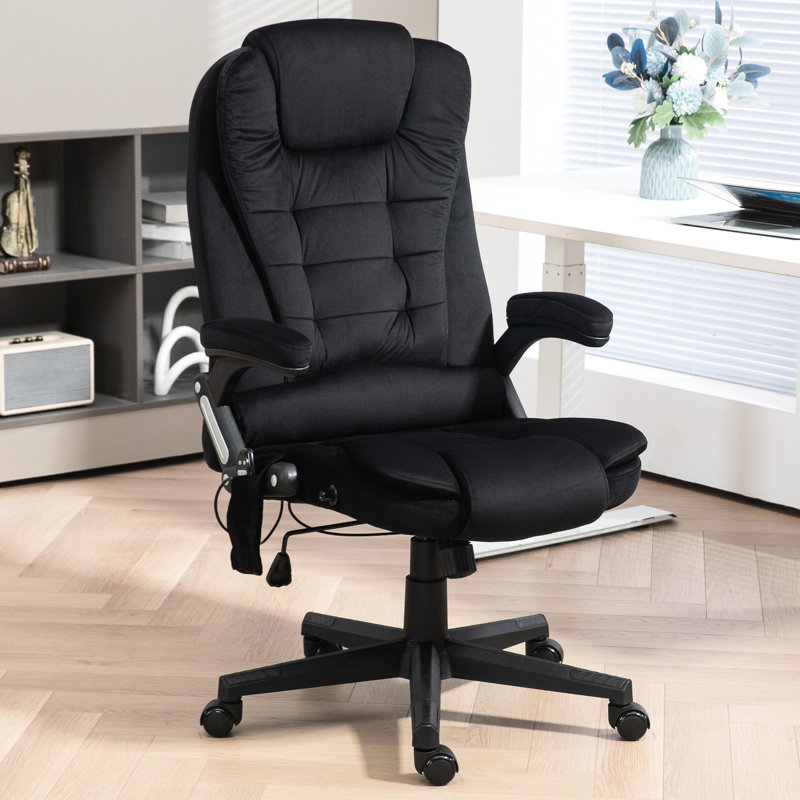 Vibration Massage Office Chair With Heat, Padded , Adjustable Seat, Reclining Back, Black & Lumbar Heating,