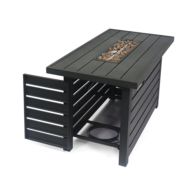 Rectangular Iron Fire Pit - 30,000BTU - Built-in Lid