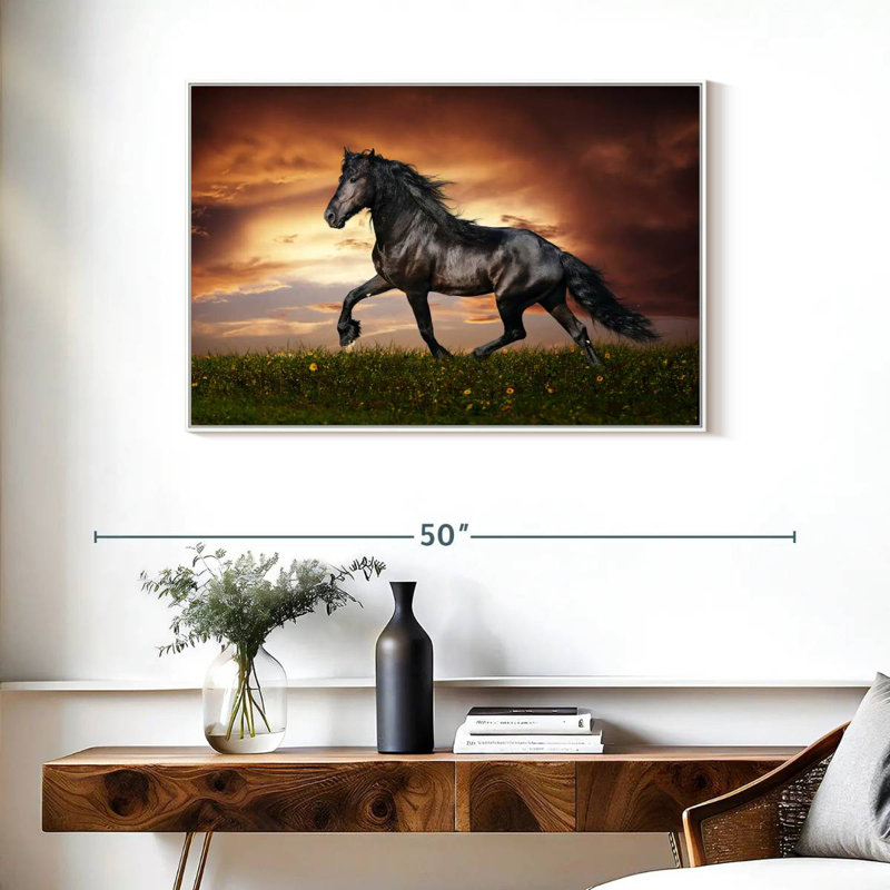 Cheval baroque, Cadre flottant blanc, 37 po x 25 po