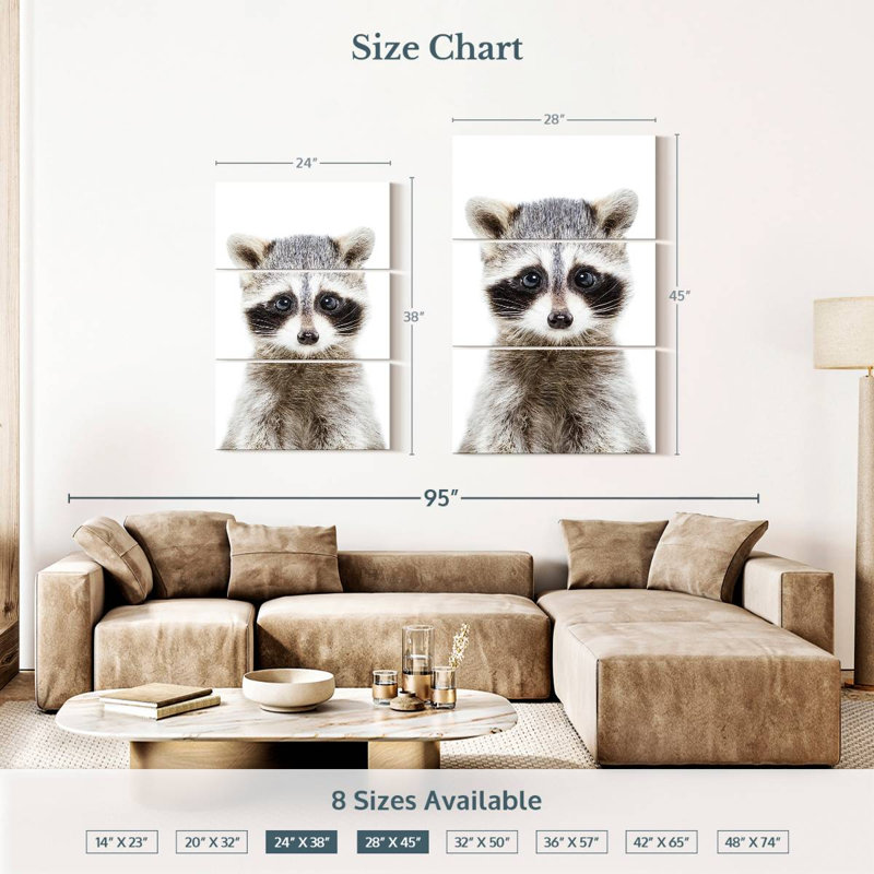 Brampt Adorable Baby Raccoon, 38" H x 24" W