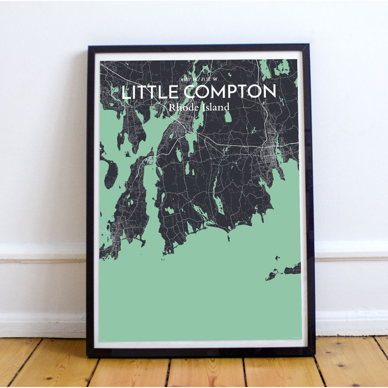 « little compton city map », reproduction d’impression sur affiche en rêve, H 27,6 po x l 19,7 po x P 0,05 po