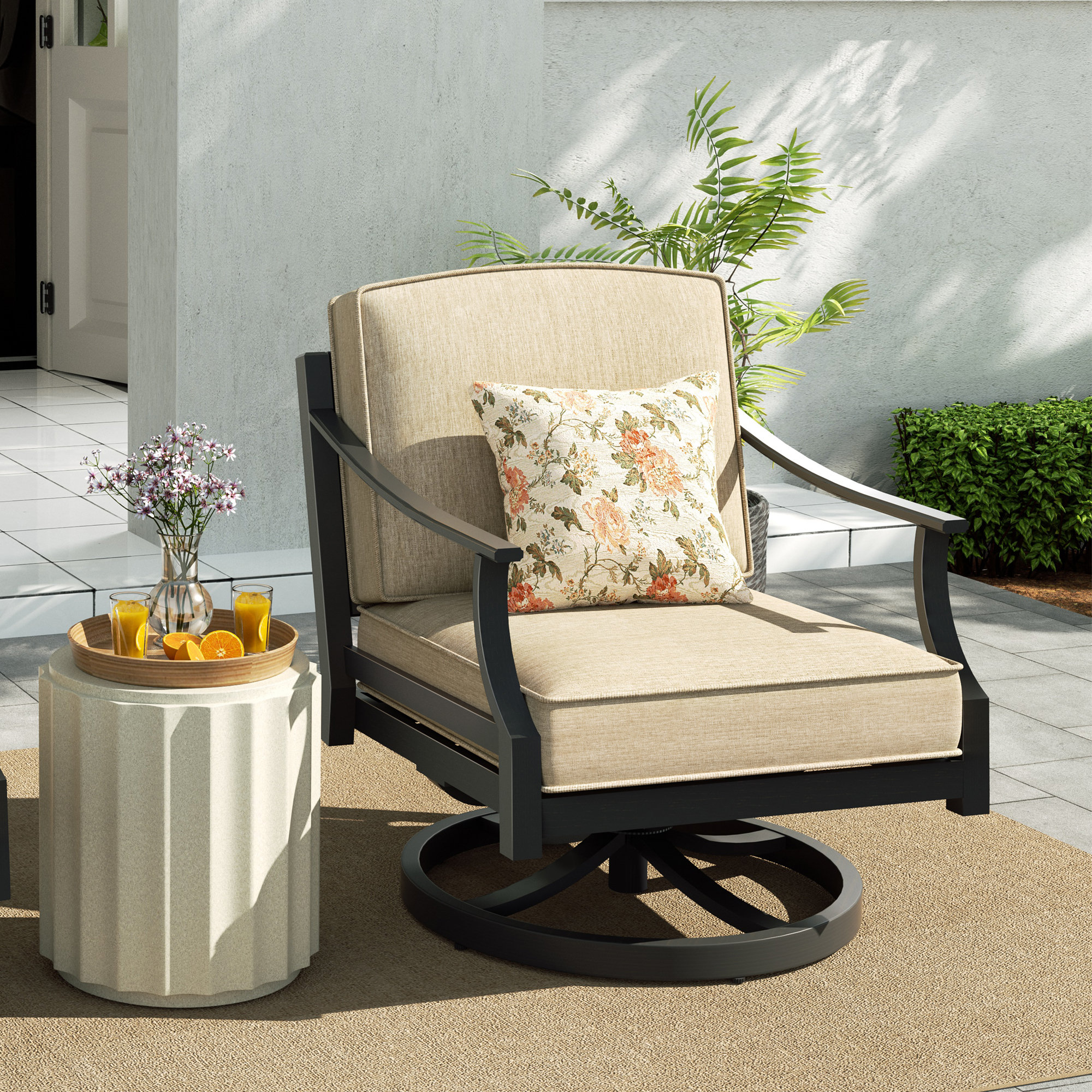 Peak Home Furnishings Tamarin Patio Aluminum Swivel Club Chair