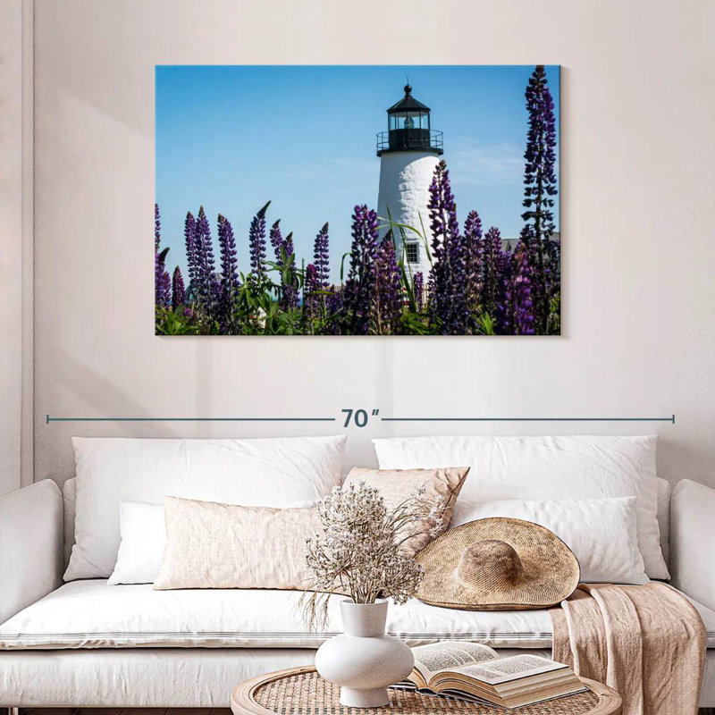 Jardin et phare Lilie Lupin, H 30 po x l 45 po