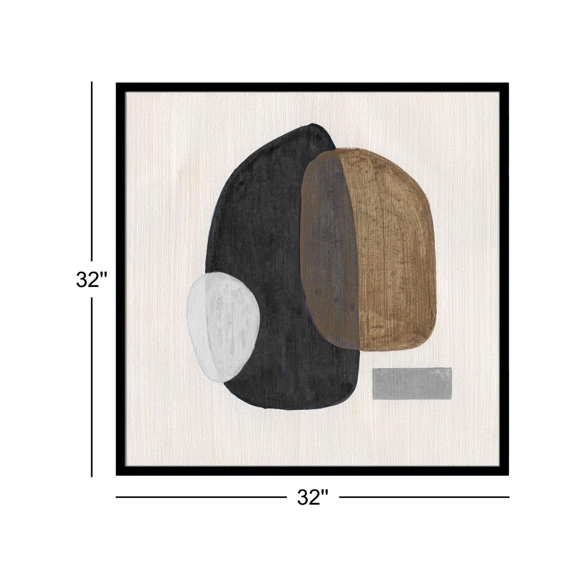 Inola Neutral Stones III Wall Art, 32" H x 32" W, Black