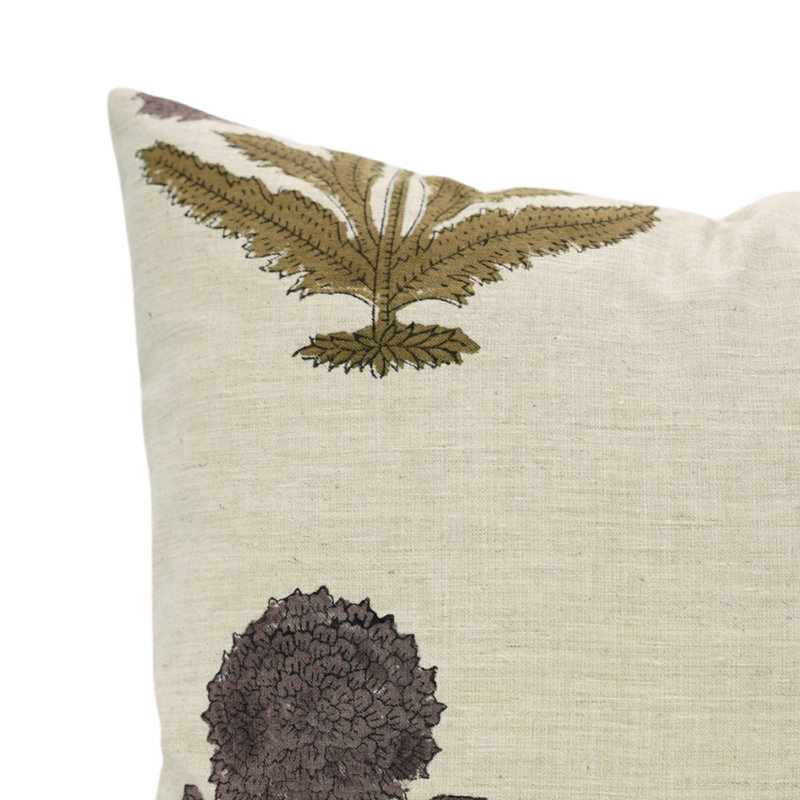 Coussin décoratif en lin fait à la main pour canapé et lit Fabcline BadShah, Vin / vert, H 12 po x l 20 po
