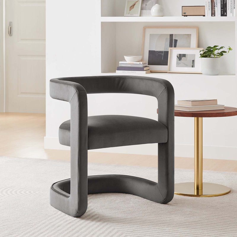 Fauteuil en velours l 23,4 po Modway Winslow, Velours tempête gris