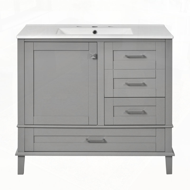 Bathroom Vanity with Solid Pine Frame, Grey